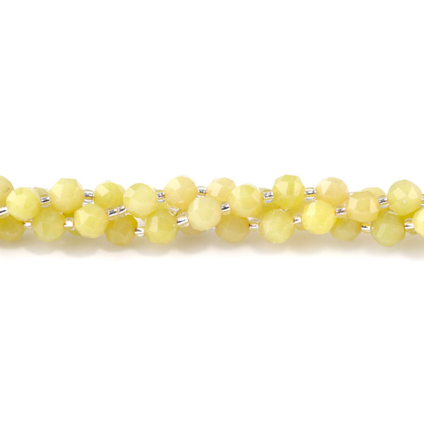 Lemon Jade (Serpentine) 7x8mm Faceted Round Nugget - 15-16 Inch