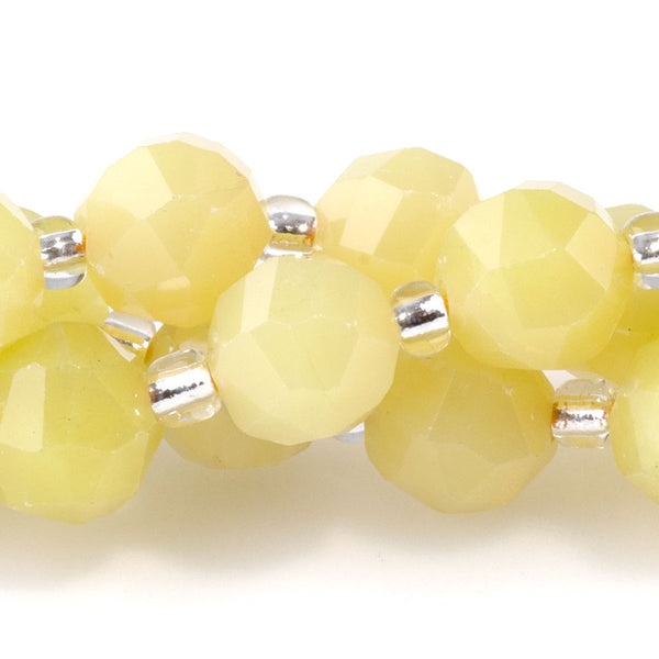 Lemon Jade (Serpentine) 7x8mm Faceted Round Nugget - 15-16 Inch