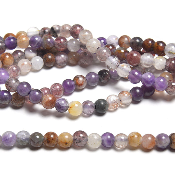 Mixed Dark Lepidocrocite 6mm Large Hole Round - 8 Inch