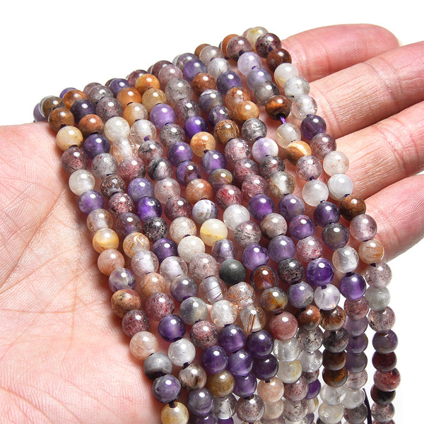 Mixed Dark Lepidocrocite 6mm Large Hole Round - 8 Inch