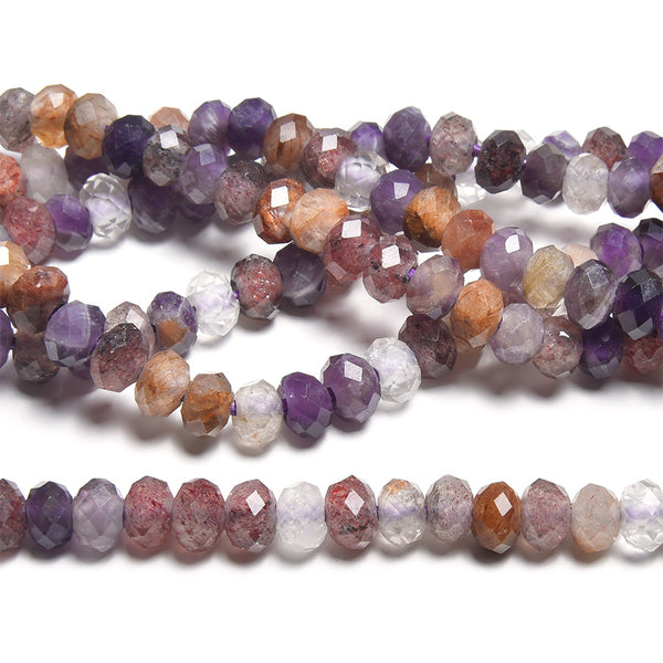 Mixed Dark Lepidocrocite 5x8mm Large Hole Faceted Rondelle - 8 Inch