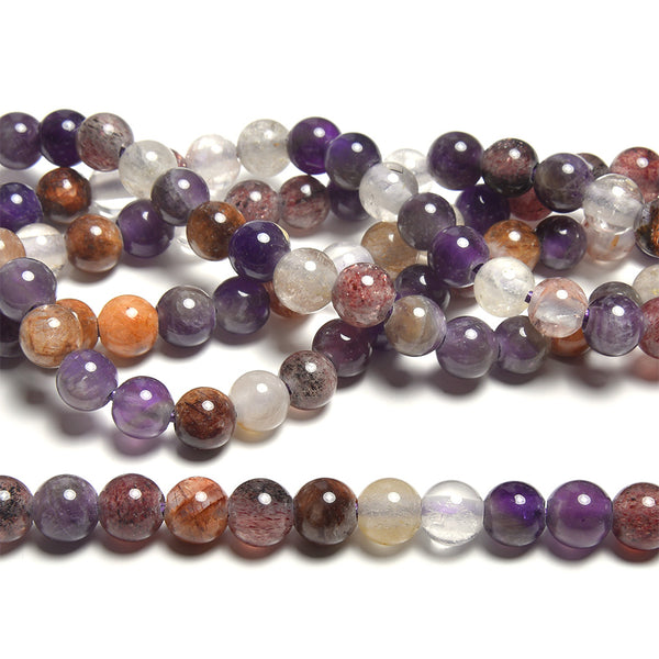 Mixed Dark Lepidocrocite 8mm Large Hole Round - 8 Inch