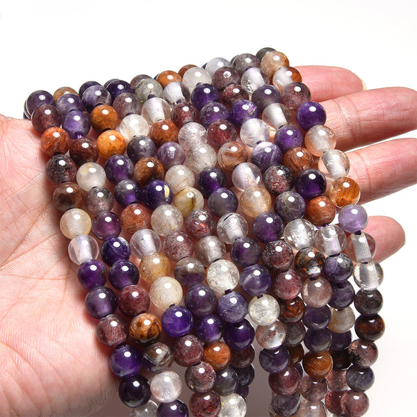 Mixed Dark Lepidocrocite 8mm Large Hole Round - 8 Inch