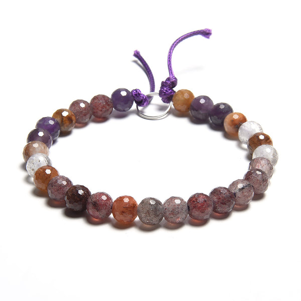 Mixed Dark Lepidocrocite 8mm Large Hole Faceted Round - 8 Inch