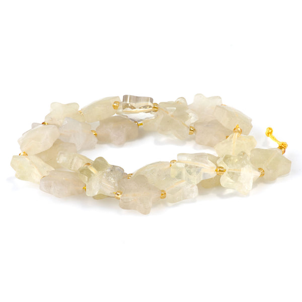 Lemon Quartz 14mm Faceted Star - 15-16 Inch