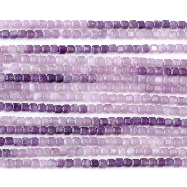 Lepidolite 3mm Banded Table Cut Cube A Grade - 15-16 Inch