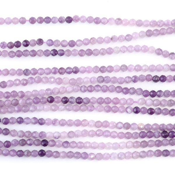 Lepidolite 3mm Banded Faceted Round - 15-16 Inch