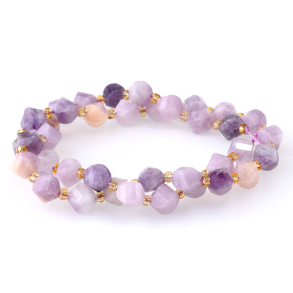 Lepidolite 7x8mm Faceted Swirl Oval - 15-16 Inch