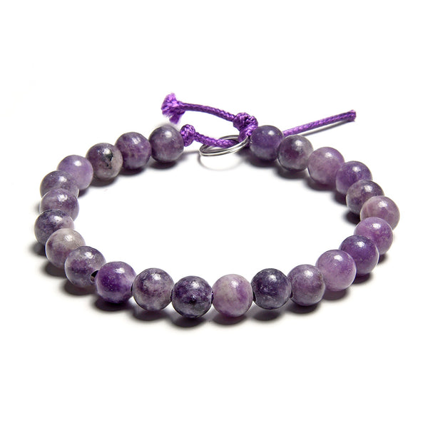 Lepidolite 8mm Large Hole Round - 8 Inch