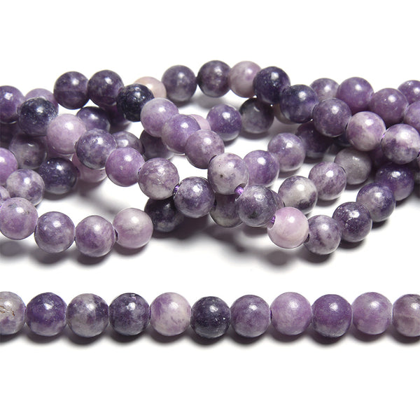 Lepidolite 8mm Large Hole Round - 8 Inch