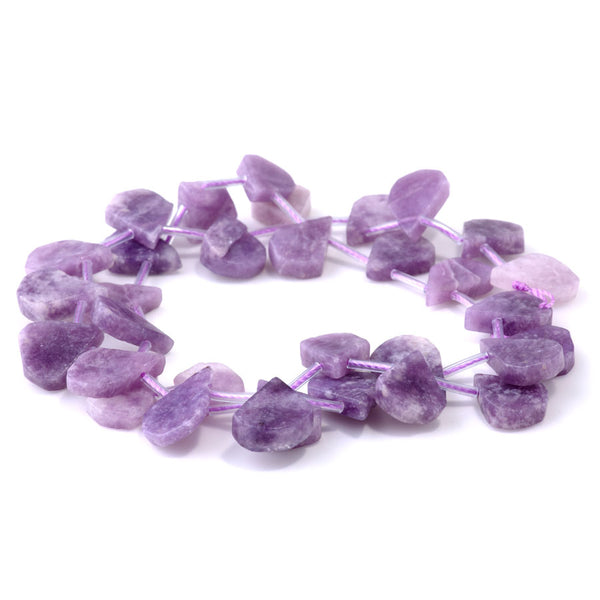 Lepidolite 9x13-12x16mm Top Drill Irregular Flat Drop - 15-16 Inch