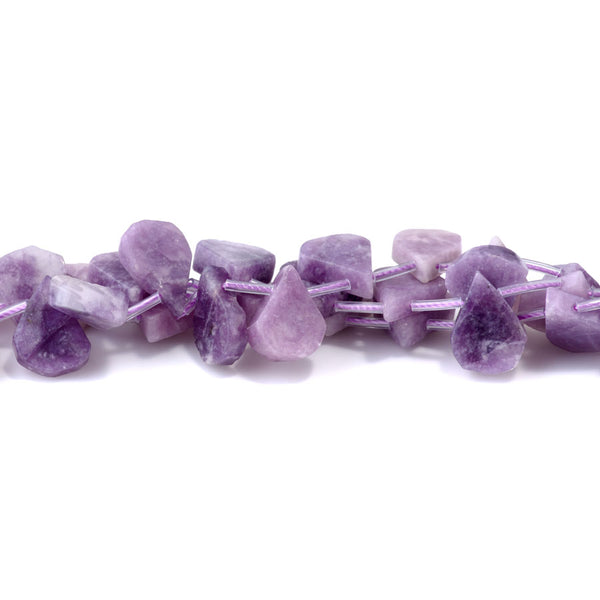 Lepidolite 9x13-12x16mm Top Drill Irregular Flat Drop - 15-16 Inch