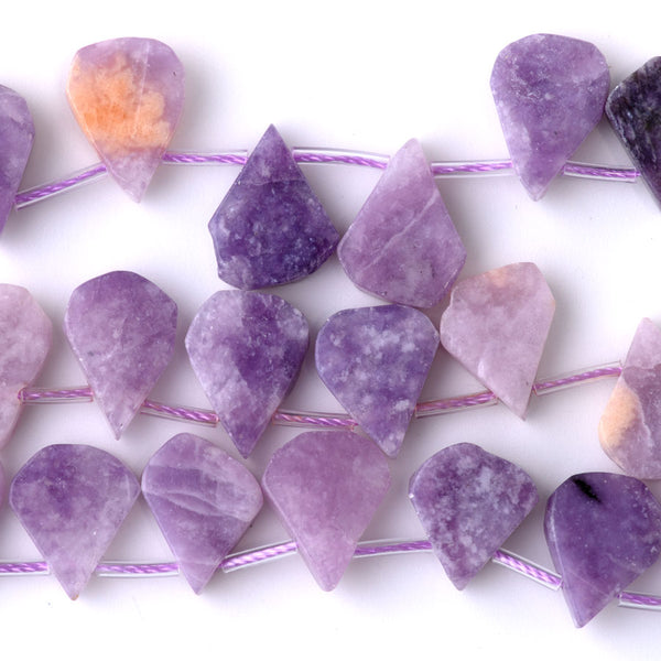 Lepidolite 9x13-12x16mm Top Drill Irregular Flat Drop - 15-16 Inch