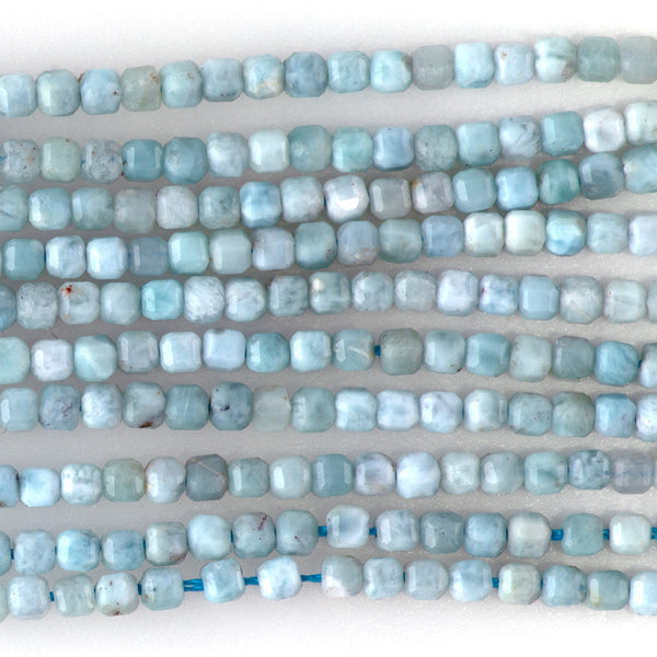Larimar 2mm Faceted Cube AA Grade  - 15-16 Inch