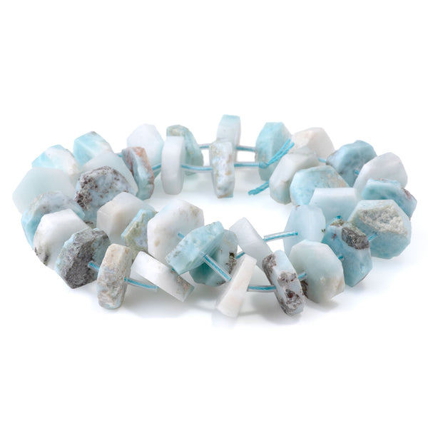 Larimar 3-5x14-16mm Freeform Hexagon Wheel - 15-16 Inch