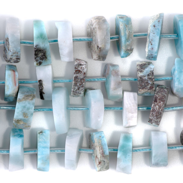 Larimar 3-5x14-16mm Freeform Hexagon Wheel - 15-16 Inch