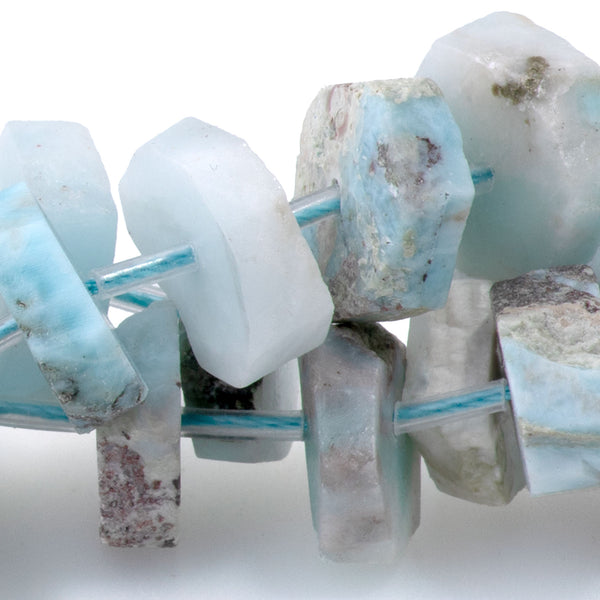 Larimar 3-5x14-16mm Freeform Hexagon Wheel - 15-16 Inch