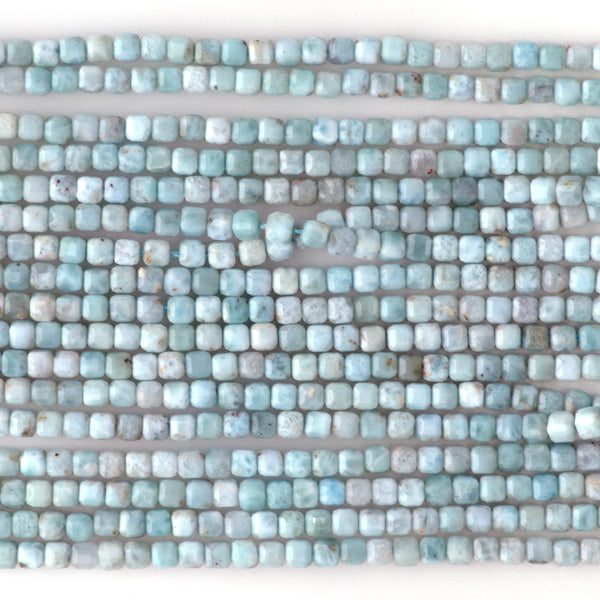 Larimar 3mm Faceted Cube AA Grade - 15-16 Inch