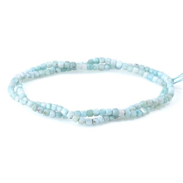 Larimar 3mm Table Cut Cube AA Grade Bead - 15-16 Inch