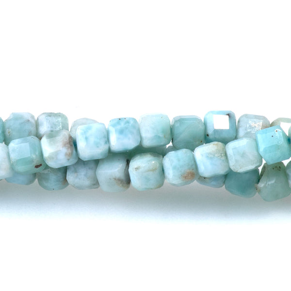 Larimar 3mm Table Cut Cube AA Grade Bead - 15-16 Inch