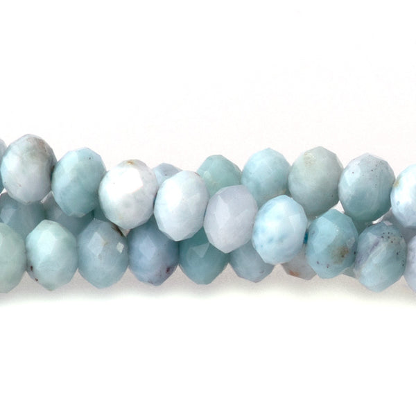 Larimar 3x4mm Faceted Rondelle AA Grade - 15-16 Inch