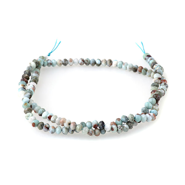Larimar 3x4mm Faceted Rondelle with Matrix - 15-16 Inch
