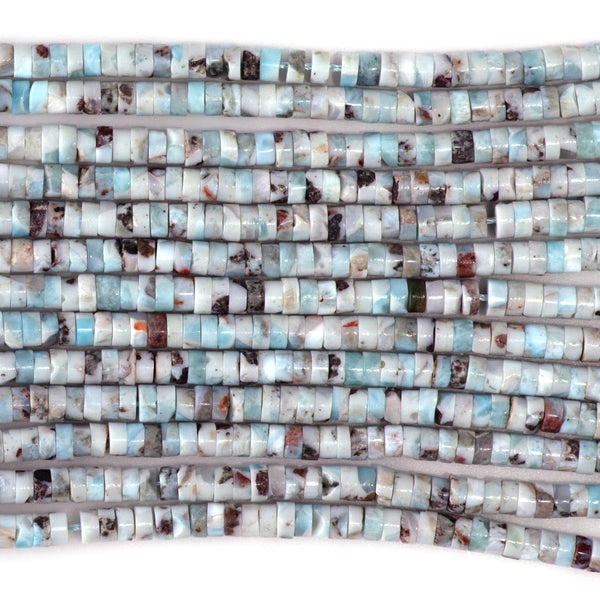 Larimar 4mm Heishi with Matrix - 15-16 Inch