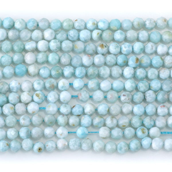 Larimar 4mm Faceted Round AA Grade - 15-16 Inch