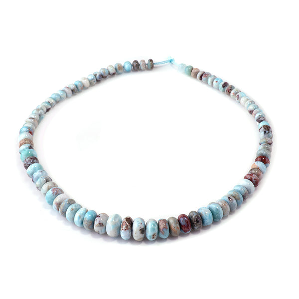 Larimar 6-12mm Graduated Rondelle with Matrix - 15-16 Inch