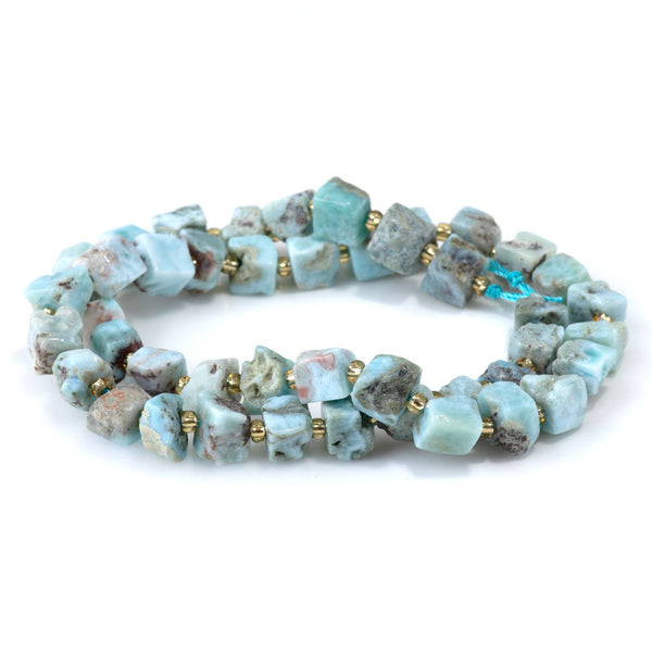 Larimar 6-8mm Irregular Cube A Grade - 15-16 Inch