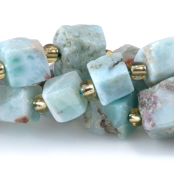 Larimar 6-8mm Irregular Cube A Grade - 15-16 Inch