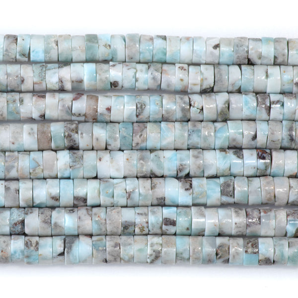 Larimar 6mm Heishi with Matrix - 15-16 Inch