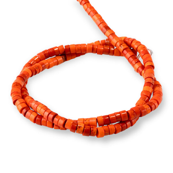 Magnesite 4mm Orange (Dyed) Heishi - 15-16 Inch