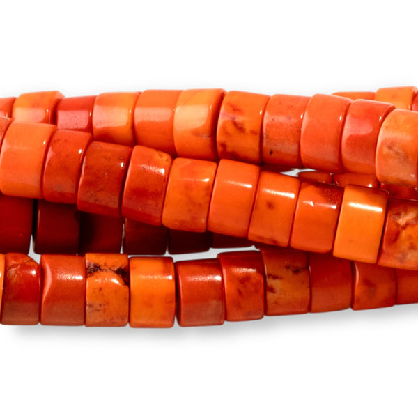 Magnesite 4mm Orange (Dyed) Heishi - 15-16 Inch