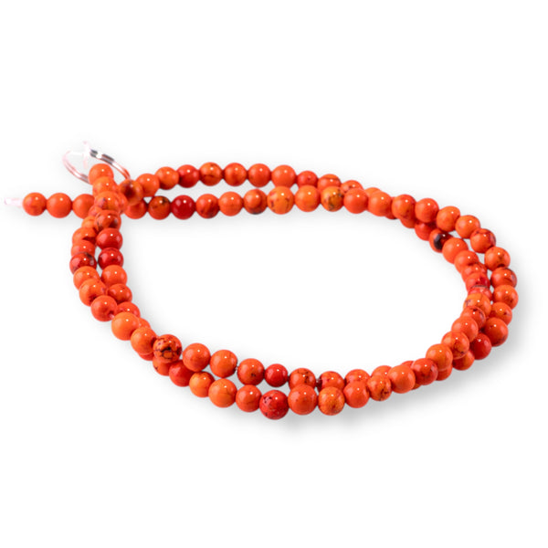 Magnesite 4mm Dark Orange (Dyed) Round - 15-16 Inch