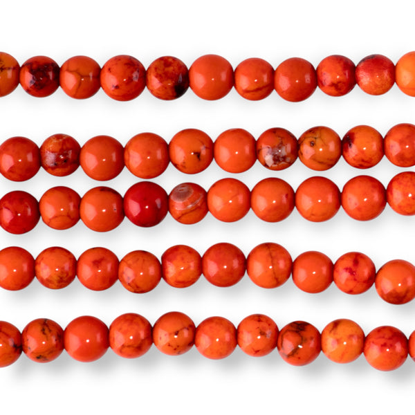 Magnesite 4mm Dark Orange (Dyed) Round - 15-16 Inch