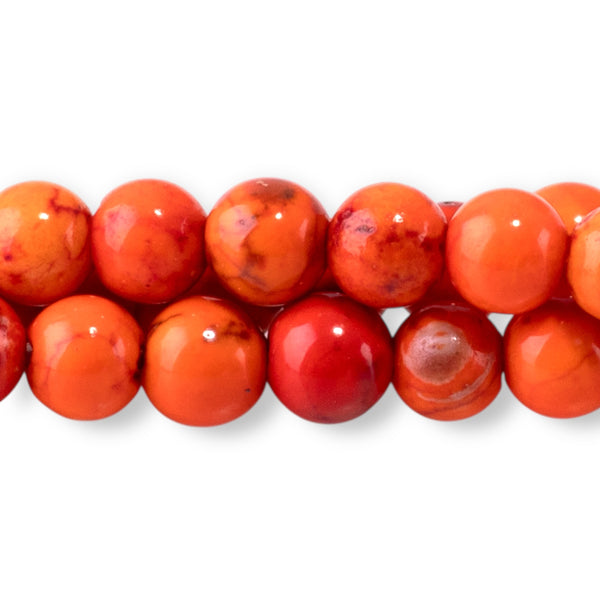 Magnesite 4mm Dark Orange (Dyed) Round - 15-16 Inch