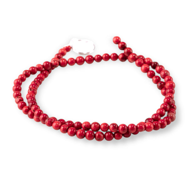 Magnesite 4mm Red (Dyed) Round - 5-16 Inch