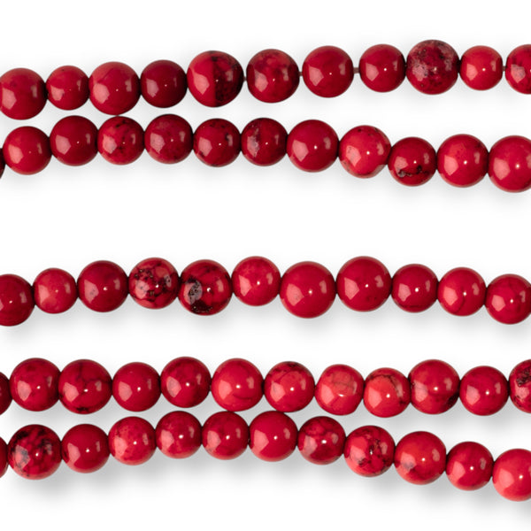 Magnesite 4mm Red (Dyed) Round - 5-16 Inch