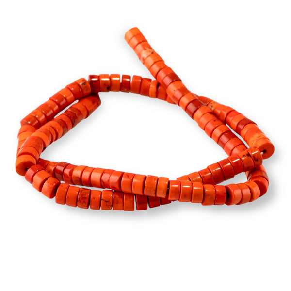 Magnesite 6mm Orange (Dyed) Heishi - 15-16 Inch