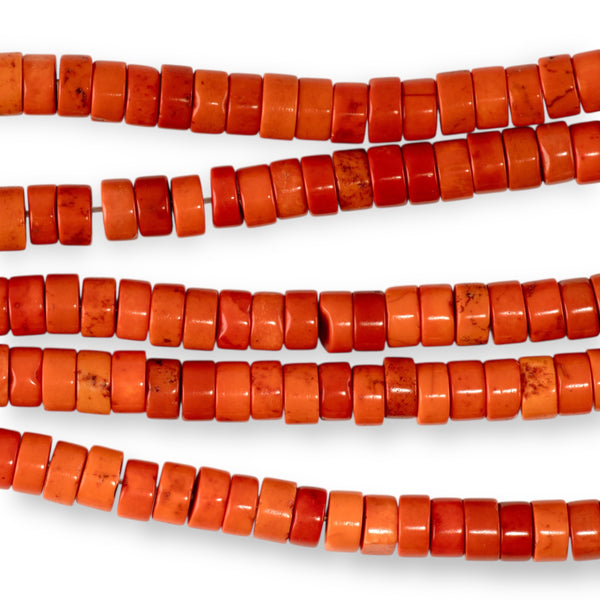 Magnesite 6mm Orange (Dyed) Heishi - 15-16 Inch