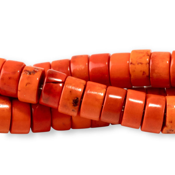Magnesite 6mm Orange (Dyed) Heishi - 15-16 Inch