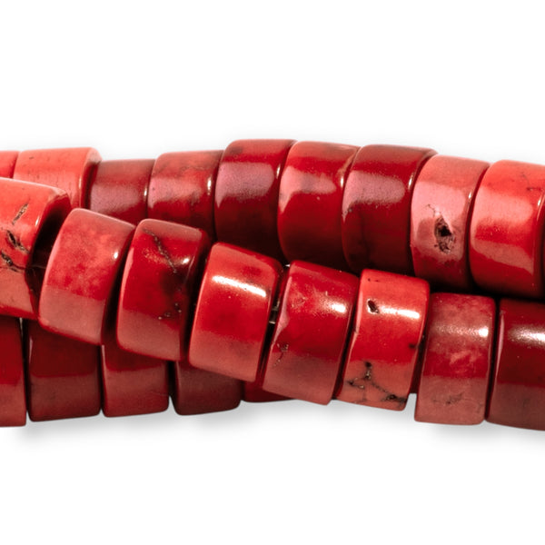 Magnesite 6mm Red (Dyed) Heishi - 15-16 Inch