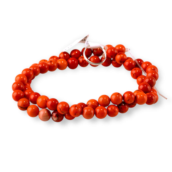 Magnesite 6mm Dark Orange (Dyed) Round - 15-16 Inch