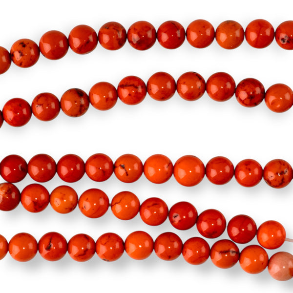 Magnesite 6mm Dark Orange (Dyed) Round - 15-16 Inch