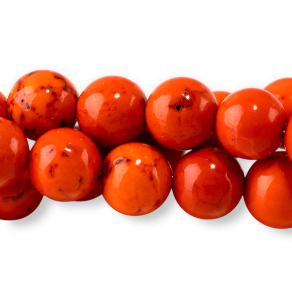 Magnesite 6mm Dark Orange (Dyed) Round - 15-16 Inch