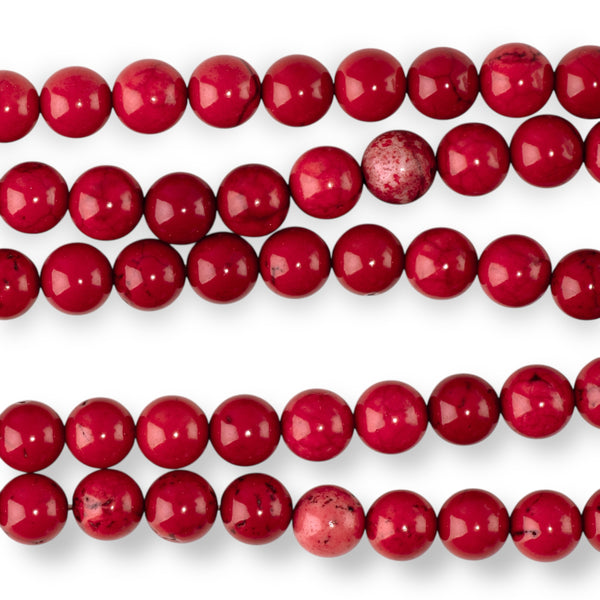 Magnesite 6mm Red (Dyed) Round - 5-16 Inch