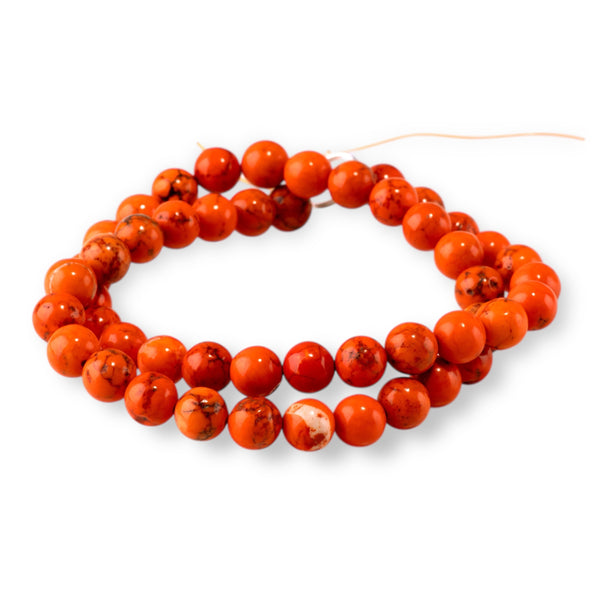 Magnesite 8mm Dark Orange (Dyed) Round - 15-16 Inch
