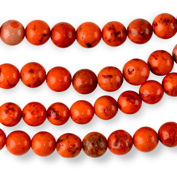 Magnesite 8mm Dark Orange (Dyed) Round - 15-16 Inch