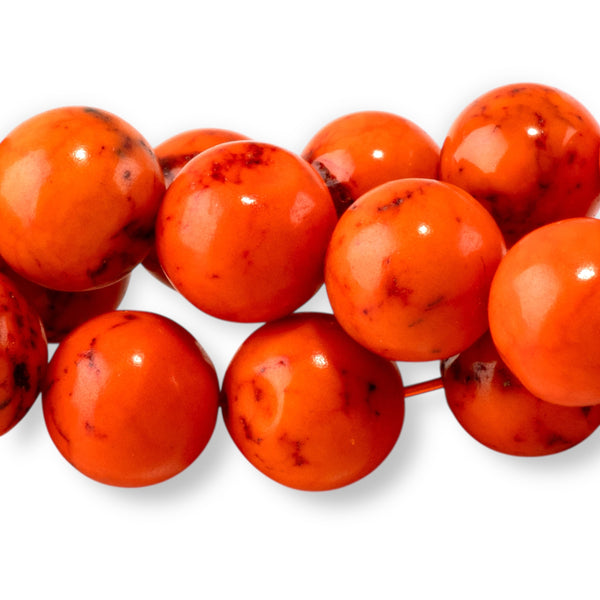 Magnesite 8mm Dark Orange (Dyed) Round - 15-16 Inch